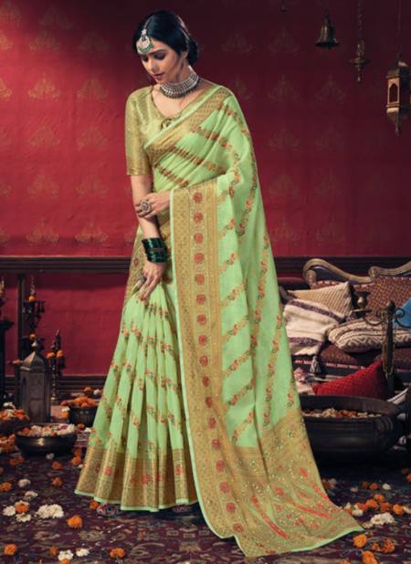 Green Colour SANGAM RASHMIKA New Exclusive Wear Fancy Designer Cotton Saree Collection 1467